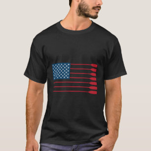 American Flag Rowing Oar Paddle Rowers T-Shirt