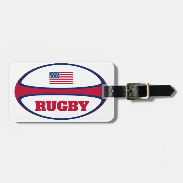 American Flag Rugby Ball Luggage Tag (Front Horizontal)