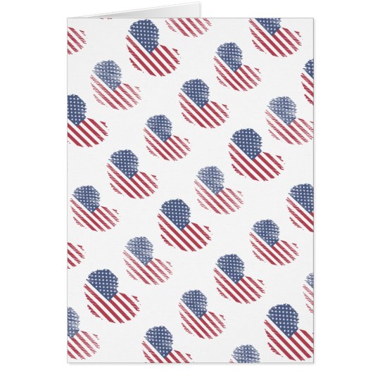 American Flag Rustic Heart Print Card