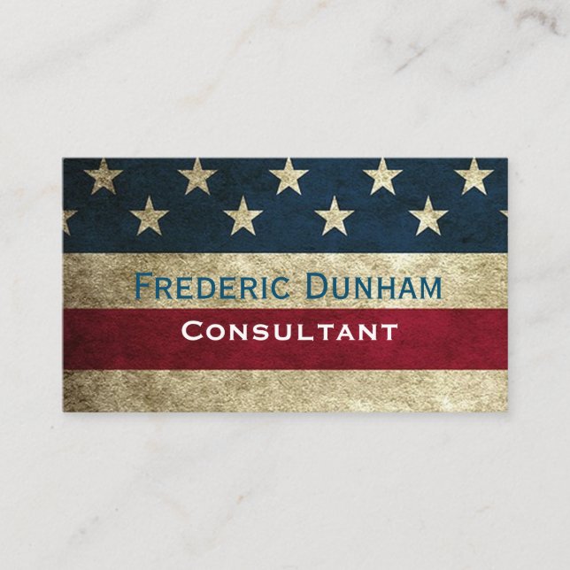 American Flag Rustic Vintage Style Business Cards (Front)