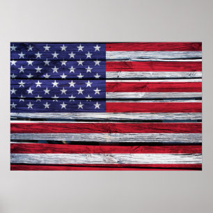 American Flag Rustic Wood Poster