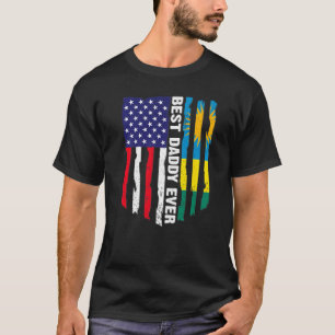American Flag & Rwanda Flag Best Daddy Ever Patrio T-Shirt