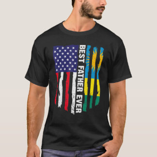 American Flag & Rwanda Flag Best Father Ever Patri T-Shirt