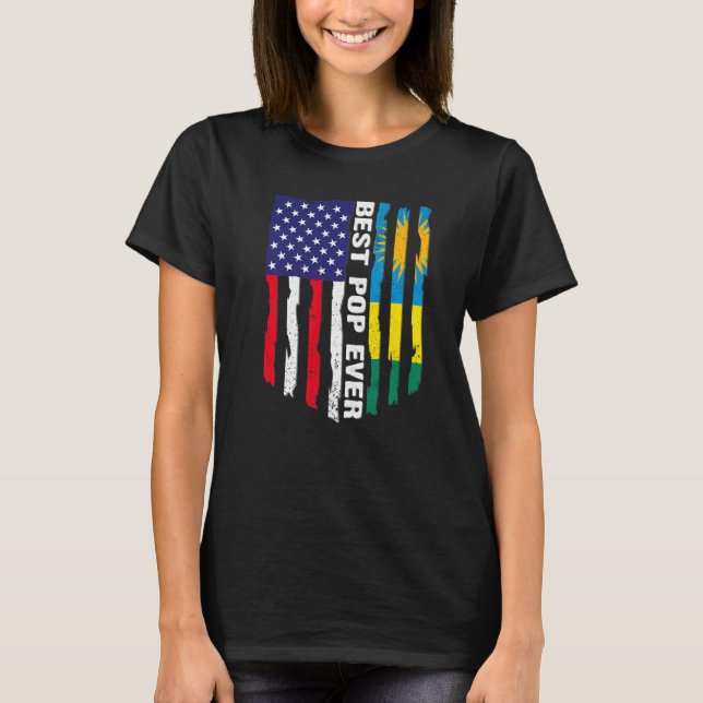 American Flag & Rwanda Flag Best Pop Ever Patrioti T-Shirt (Front)