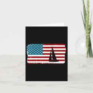 American Flag Sailing Cute Boating Gift Card