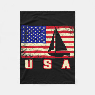 American Flag Sailing Cute Boating Gift For Women Fleece Blanket