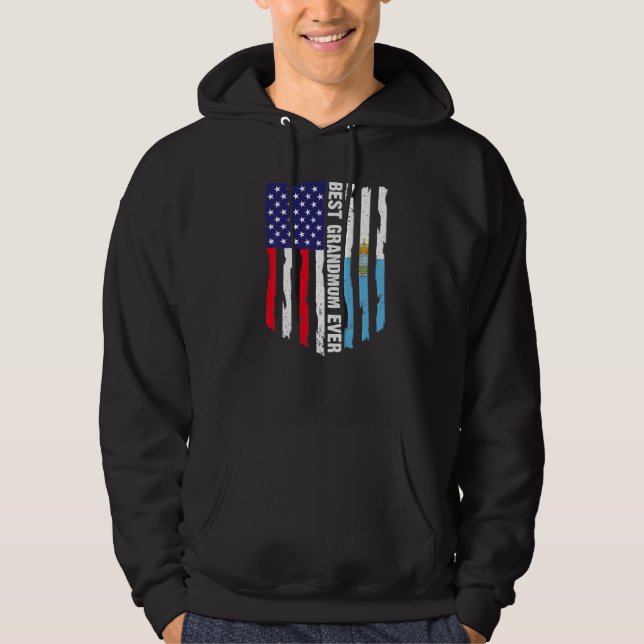 American Flag & San Marino Flag Best Grandmom Ever Hoodie (Front)