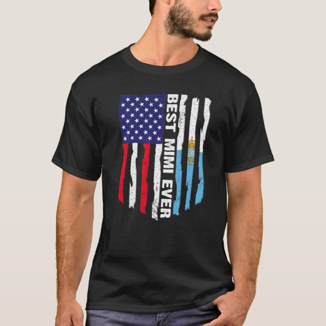 American Flag & San Marino Flag Best Mimi Ever Fam T-Shirt (Front)