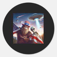 American Flag Sasquatch With Alien Ufo Bigfoot 4th