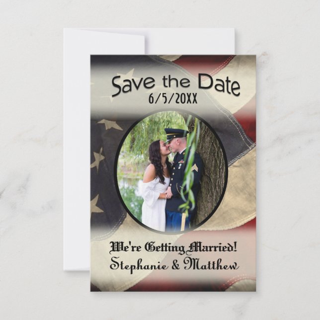 American Flag Save the Date with Photograph (Front)