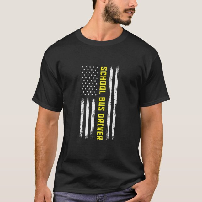 American Flag School Bus Driver T-Shirt (Front)
