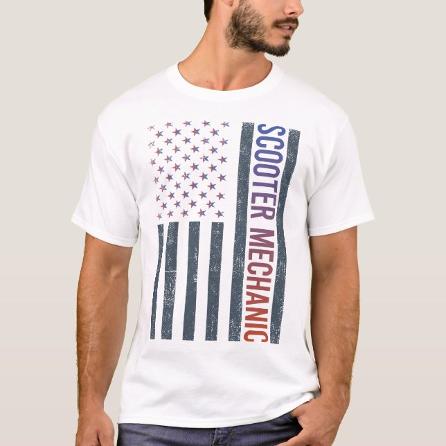 American Flag - Scooter Mechanic T-Shirt (Front)