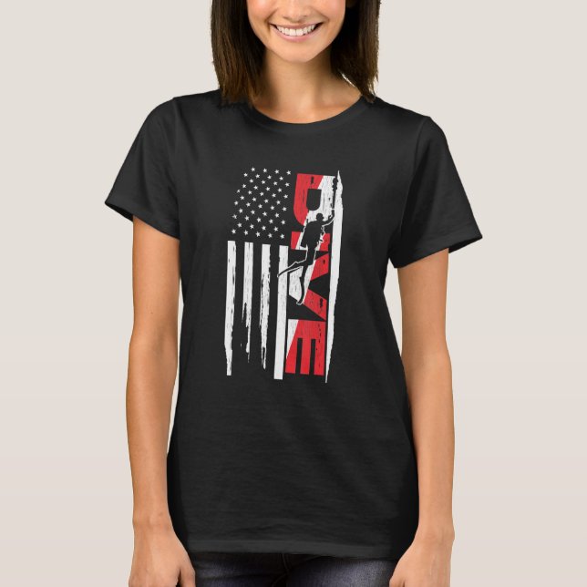 American Flag Scuba Diving Apparel T-Shirt (Front)