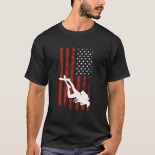 American Flag Scuba Diving Gift Design Idea T-Shirt