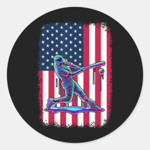 American Flag Sell Player T Patriotic 4th Of July  Classic Round Sticker