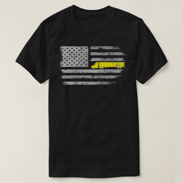 American Flag Semi Truck US Trucker Driver Mens Fa T-Shirt (Design Front)