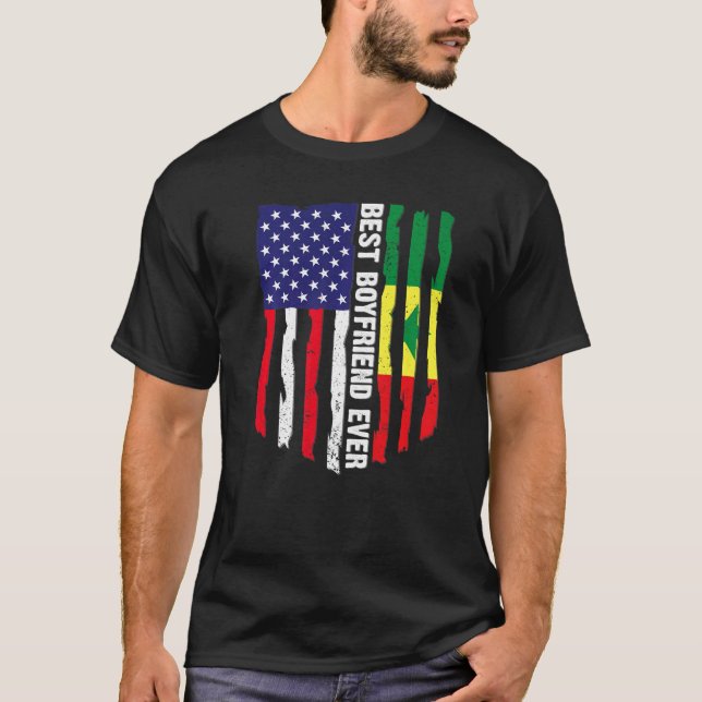 American Flag & Senegal Flag Best Boyfriend Ever F T-Shirt (Front)