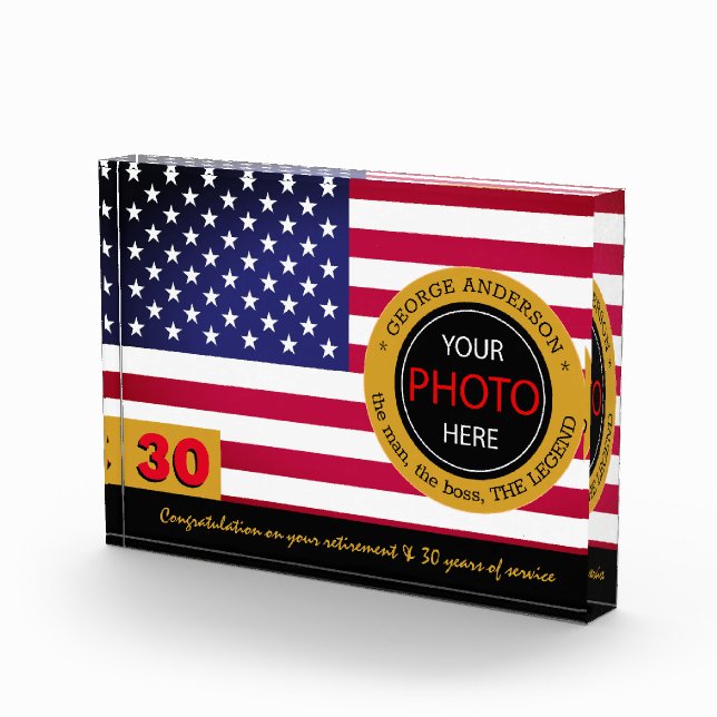 American Flag & Service Award, Retirement / USA Photo Block (Right)