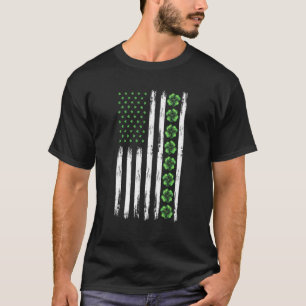 American Flag Shamrock St Patrick Day Irish Pride T-Shirt