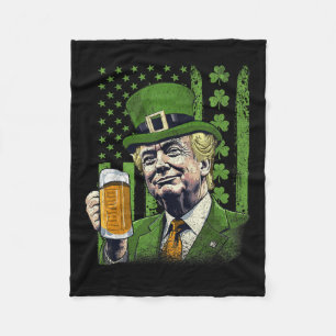 American Flag Shamrocks Irish Trump St Patricks Da Fleece Blanket