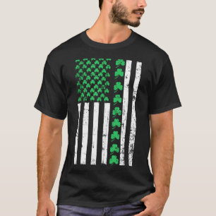 American Flag Shamrocks St Patricks Day Vintage Ir T-Shirt