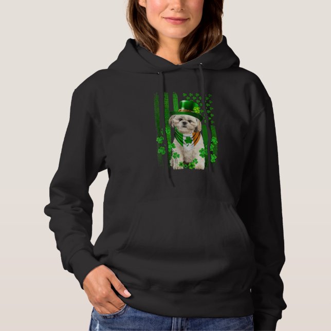 American Flag Shih Tzu Dog Hat Irish St Patricks D Hoodie (Front)