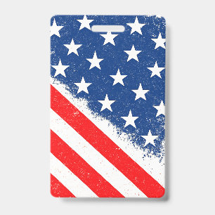 American Flag Shirt USA Patriotic Star Stripes ID Badge