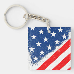 American Flag Shirt USA Patriotic Star Stripes Key Ring