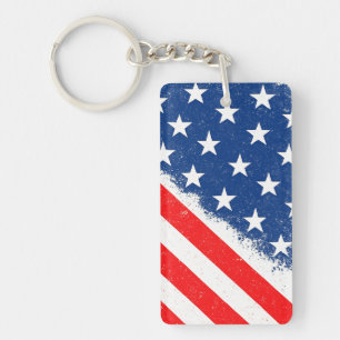 American Flag Shirt USA Patriotic Star Stripes Key Ring