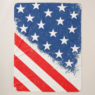 American Flag Shirt USA Patriotic Star Stripes Sherpa Blanket