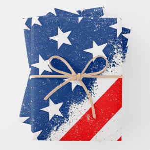 American Flag Shirt USA Patriotic Star Stripes Wrapping Paper Sheet