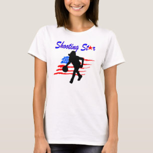 AMERICAN FLAG SHOOTING STAR BASKETBALL GIRL T-Shirt