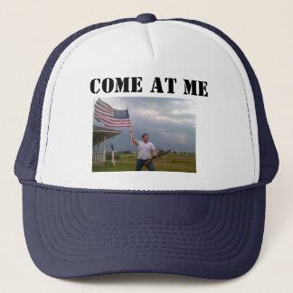 American Flag Shotgun Guy "COME AT ME" Trucker cap
