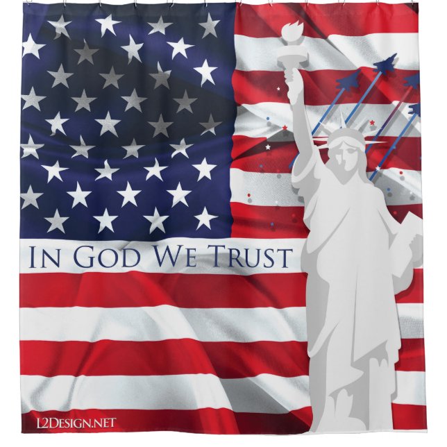 American flag shower curtain (Front)