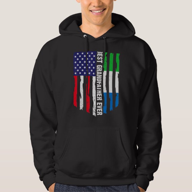 American Flag Sierra Leone Flag Best Grandfather E Hoodie (Front)