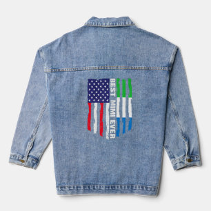 American Flag Sierra Leone Flag Best Mimi Ever Fam Denim Jacket