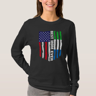 American Flag Sierra Leone Flag Best Mum Ever Fami T-Shirt