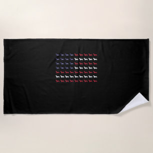 American Flag Silhouette Dachshund 4th Of July Beach Towel