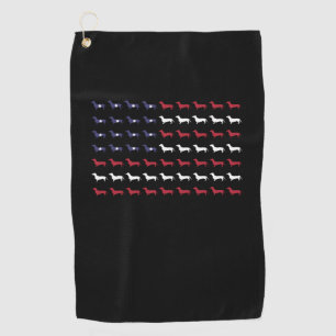 American Flag Silhouette Dachshund 4th Of July Golf Towel