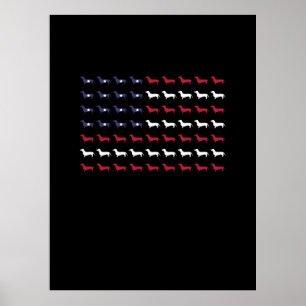 American Flag Silhouette Dachshund 4th Of July Poster