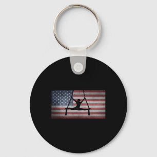 American Flag Silhouette Gymnastics Aerial Silk Wo Key Ring