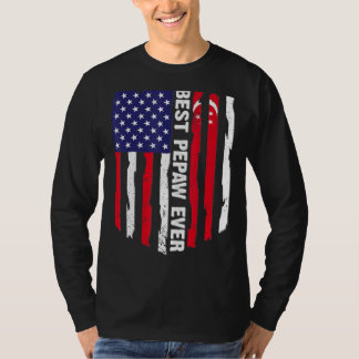 American Flag & Singapore Flag Best Pepaw Ever Fam T-Shirt