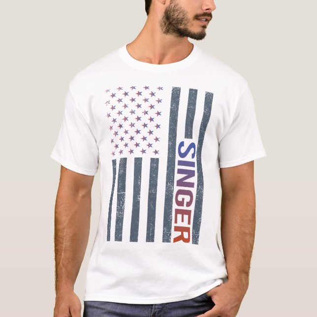 American Flag - Singer T-Shirt (Front)