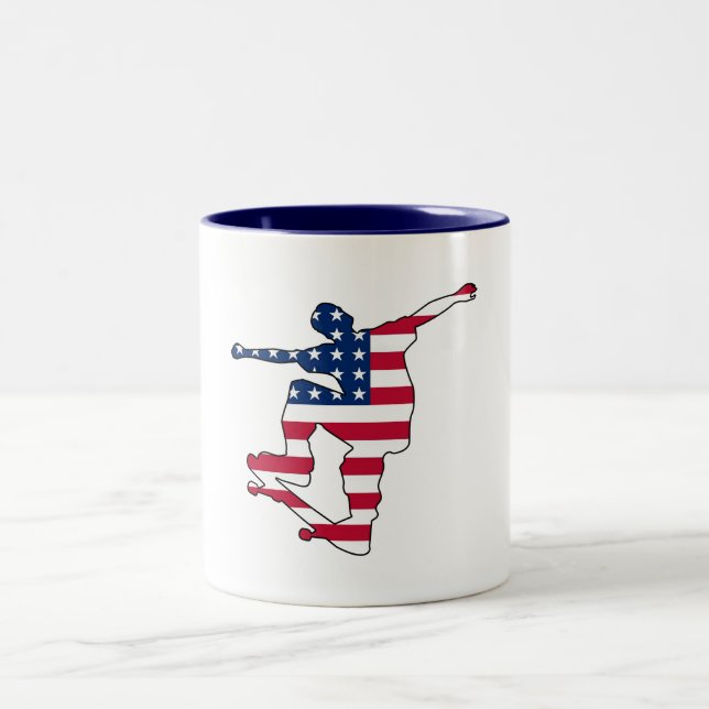 American flag skateboarder mug (Center)