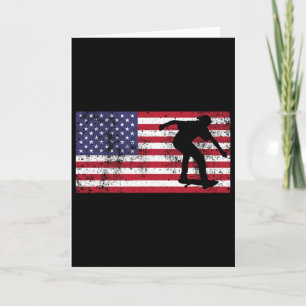 American Flag Skater Skateboarding July 4th Fourth Card