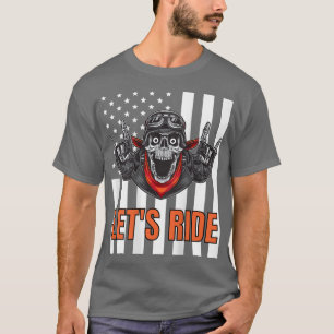 American Flag Skeleton Biker Motorcycle - Design O T-Shirt