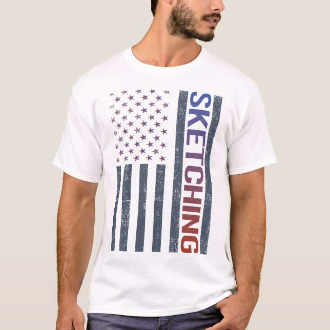 American Flag Sketching T-Shirt (Front)