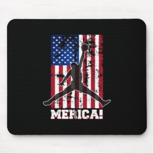 American Flag Sketll Usa Flag 4th Of July Men Boys Mouse Mat