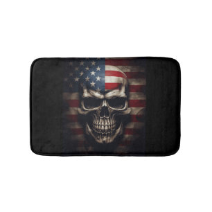 American Flag Skull Bath Mat