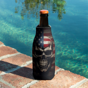 American Flag Skull Bottle Cooler
